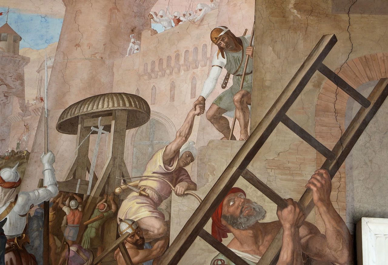 Affreschi di casa Massimo - Assedio di Parigi, Stanza di Ariosto, Villa Giustiniani Massimo, Roma, dettaglio